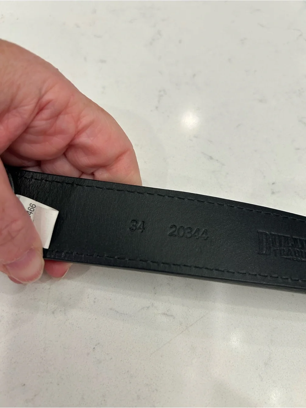 Duluth Trading Co Black Leather Belt with Brushed Metal Buckle